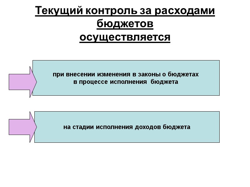 Текущий контроль за расходами бюджетов  осуществляется при внесении изменения в законы о бюджетах